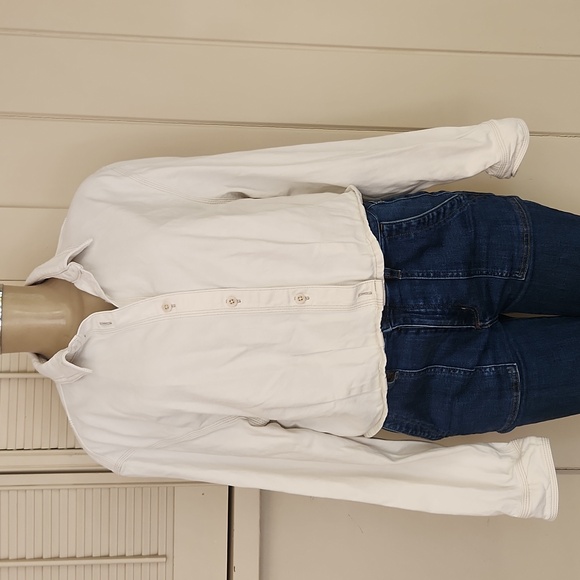 DENIM PLEATED CROPPED BUTTON UP BLOUSE - Picture 1 of 11